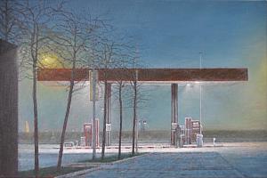 Celso MartiInez Naves, Gasolinera 2, 2018, OelLw, 40 x 60 cm.JPG